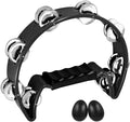 EastRock Tambourine,Metal Jingles Hand Held Percussion Half-Moon Tambourine and Egg Shakers for Kids, Adults, KTV, Party BLACK