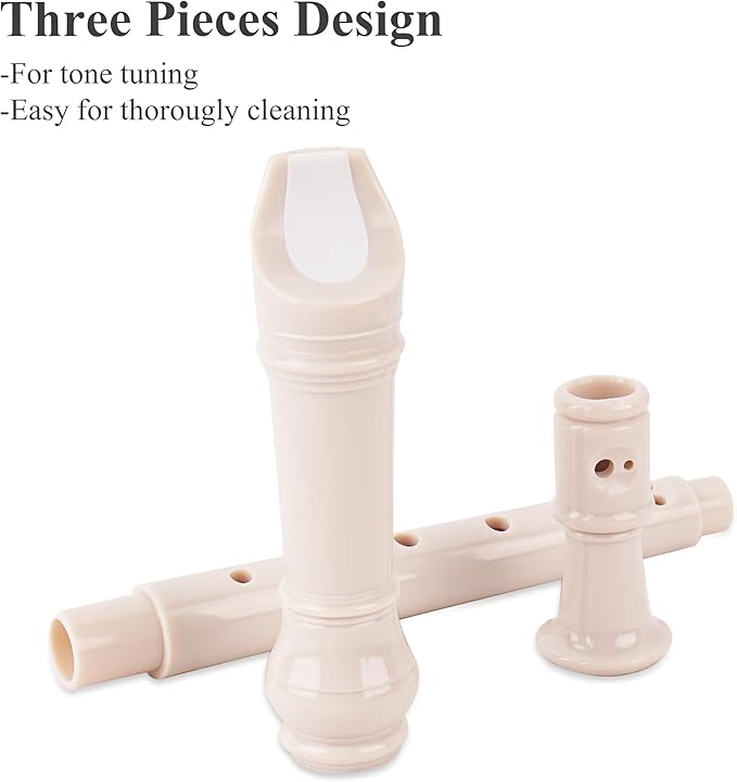 Recorder Instrument for Beginner Kids Adults,8-Hole Soprano Descant Recorder Music Flute with with Cleaning Rod & Leather Case For School Student Home Entertainment(2-Carved White)