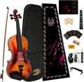 Rhythm Violin Set for Beginners,Acoustic Violins Starter Kit Package for Student,Beginners Fiddle with Hard Case, Rosin, Shoulder Rest, Bow, and Extra Strings (NATURAL, 3/4)