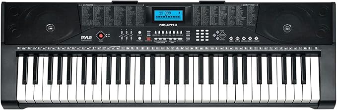 PYLE Electric Piano, Electric Keyboard Piano, Music Keyboard, 61 Keys, Bluetooth, LCD Display, Portable Design, Karaoke Function, Includes Stand, Stool, Book Rack, Headset, Perfect for Beginners