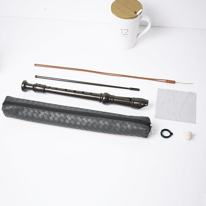 Recorder Instrument for Beginner Adults,8-Hole Soprano Descant Recorder Music Flute with Cleaning Rod & Case Bag For Home Entertainment(6-Woven Grey)