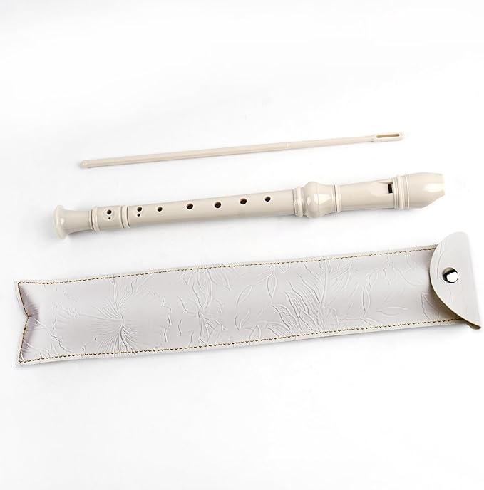 Recorder Instrument for Beginner Kids Adults,8-Hole Soprano Descant Recorder Music Flute with with Cleaning Rod & Leather Case For School Student Home Entertainment(2-Carved White)