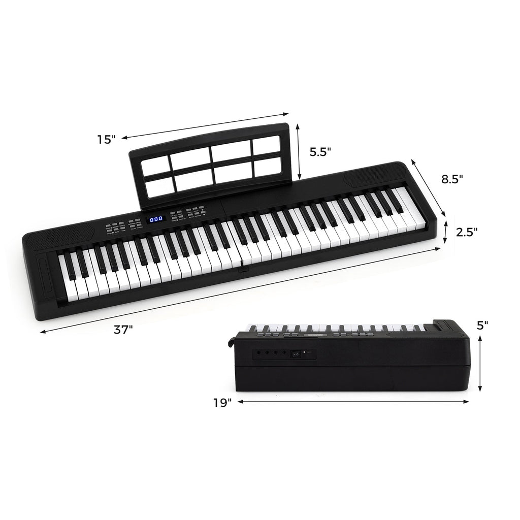 61-Key Foldable Piano Keyboard Full-size Electronic Keyboard with MIDI and Split Function
