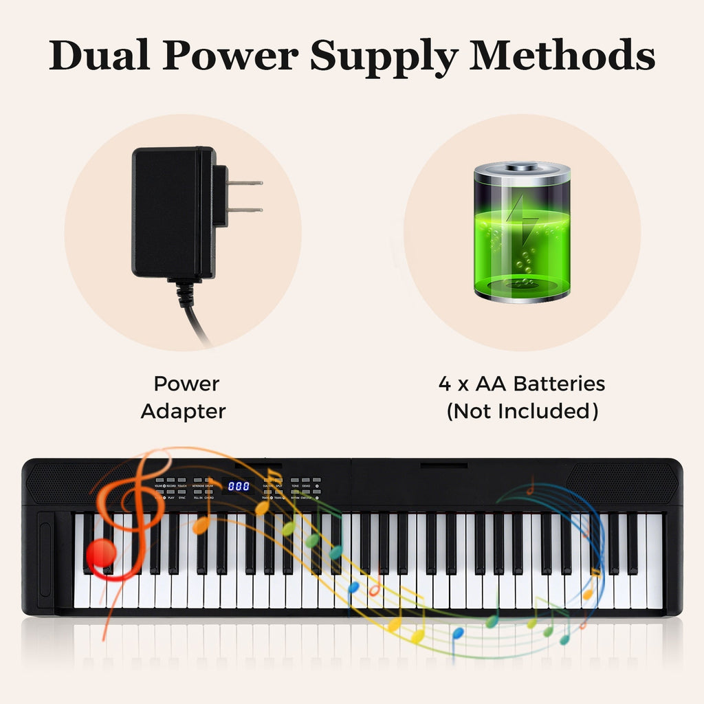 61-Key Foldable Piano Keyboard Full-size Electronic Keyboard with MIDI and Split Function