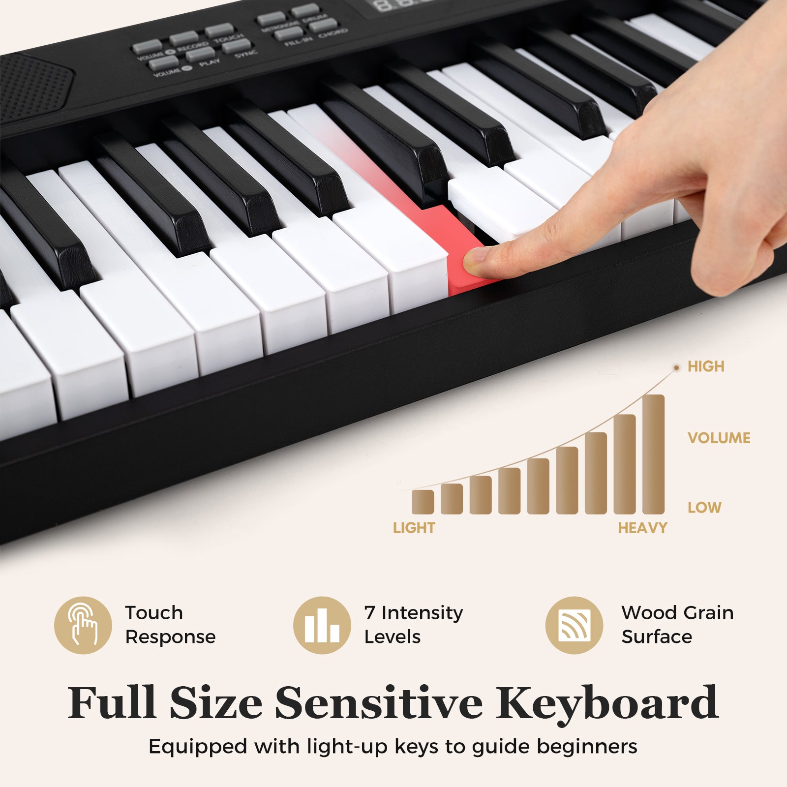 61-Key Foldable Piano Keyboard Full-size Electronic Keyboard with MIDI and Split Function