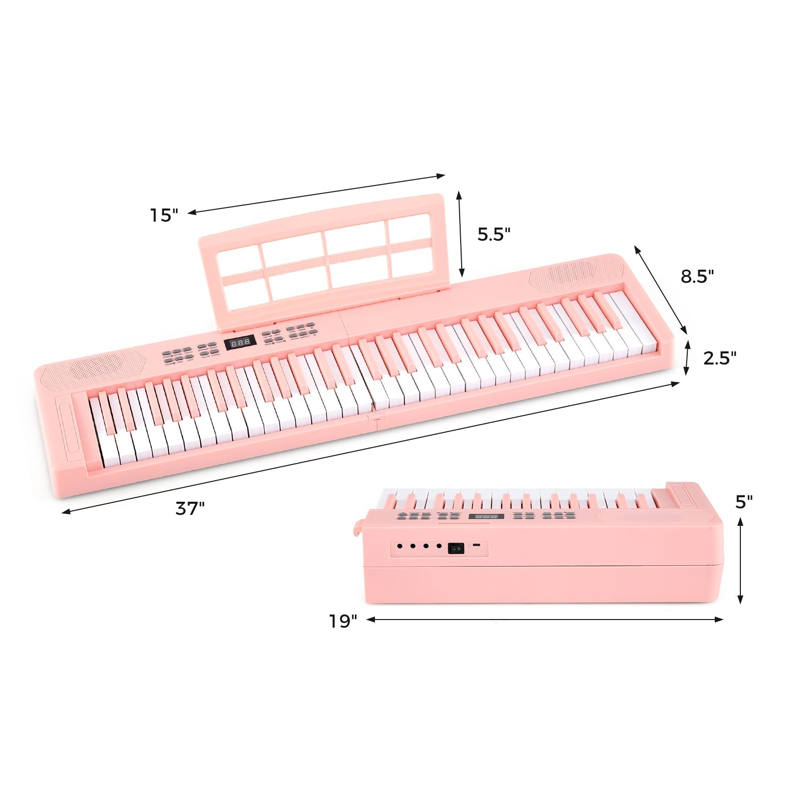 61-Key Foldable Piano Keyboard Full-size Electronic Keyboard with MIDI and Split Function