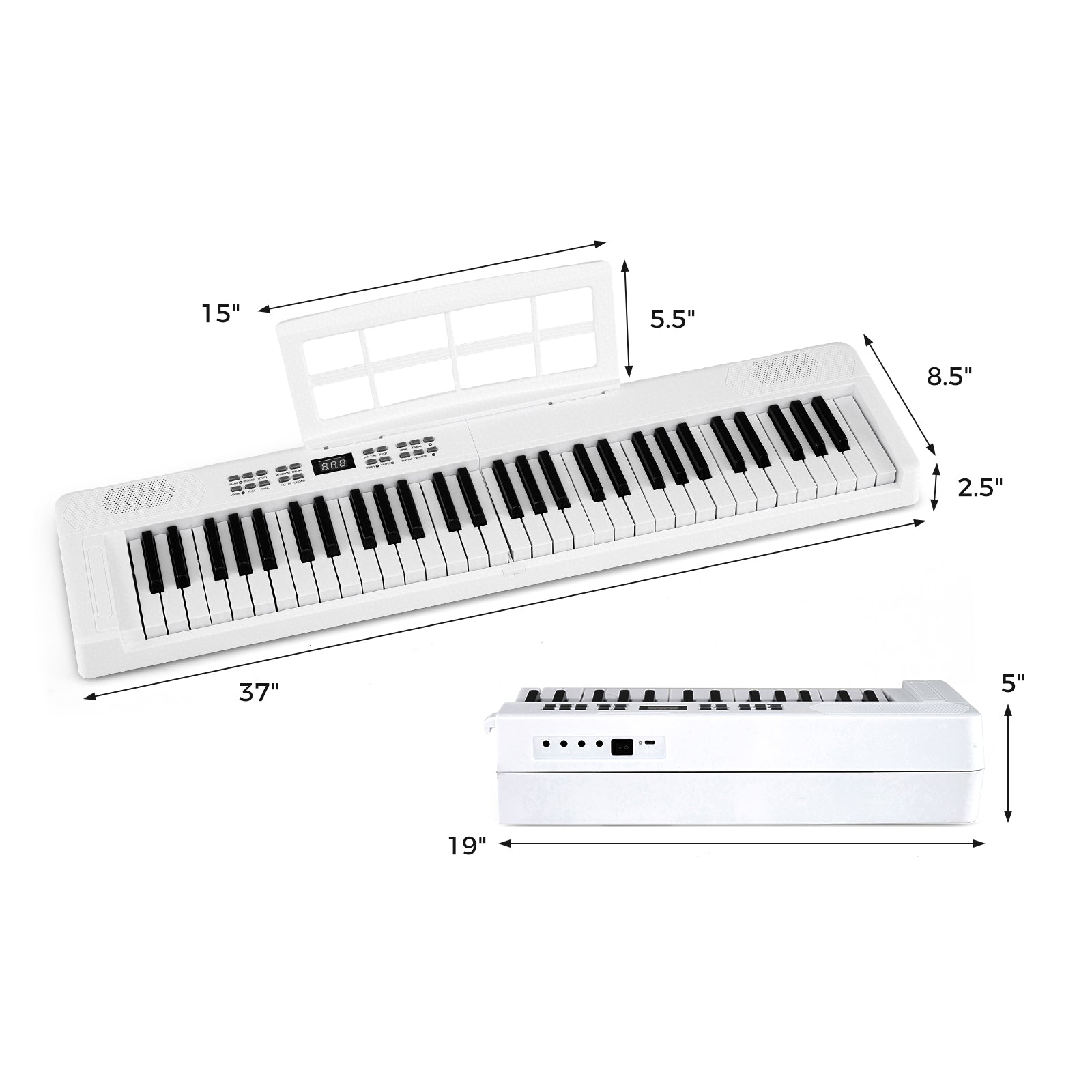 61-Key Foldable Piano Keyboard Full-size Electronic Keyboard with MIDI and Split Function