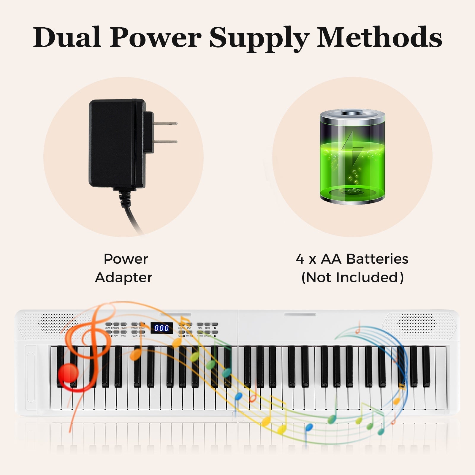 61-Key Foldable Piano Keyboard Full-size Electronic Keyboard with MIDI and Split Function