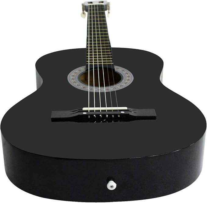 Smartxchoices 6 String 38" Acoustic Guitar Bundle with Gig Bag Strap Pitch Pipe Extra Strings Set Pick for Beginners Starter Kids Girls Youths Students Right-handed (Black)