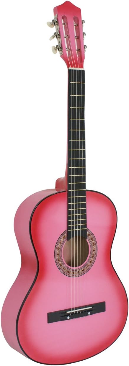 Smartxchoices 38" Acoustic Guitar Bundle with Gig Bag Strap Pitch Pipe Extra Strings Set Pick PINK 6 String for Beginners Starter Kids Girls Youths Students Right-handed (PINK)