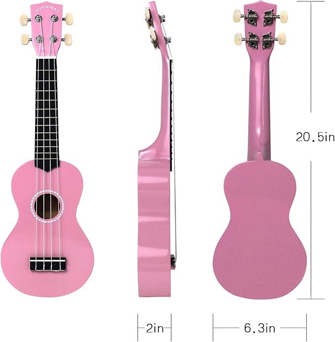 POMAIKAI Soprano Ukulele for Beginners, 21 Inch Ukulele Wood Toddler Guitar Small Hawaiian Ukalalee Starter (Pink)