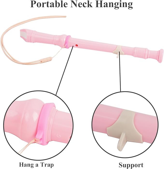 Recorder Instrument for Beginner Adults,8-Hole Soprano Descant Recorder Music Flute with with Cleaning Rod & Leather Case For Home Entertainment(2-Flash Woven Pink)