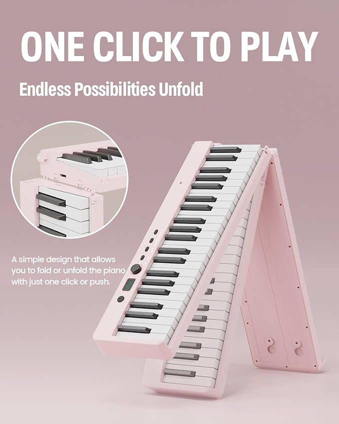 Finger Dance Folding Piano Keyboard 88 Keys, Portable Electric Keyboard with Bluetooth MIDI, Full Size Digital Piano, Wood Grain, Semi-Weighted, Touch Sensitive, with Storage Bag for Beginner