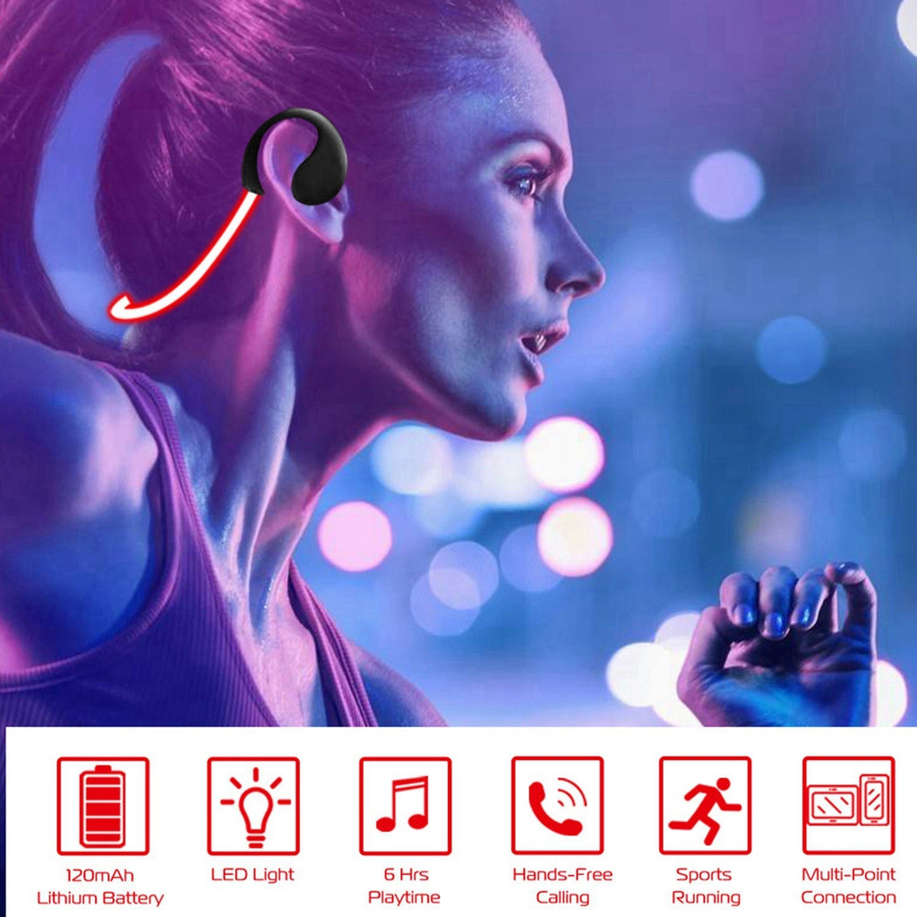 Wireless Sports Headsets Wireless V4.1 Neckband Earphones HD Stereo Sweat-proof Headphones Earbuds w/ LED Light Mic 8Hrs Work Running
