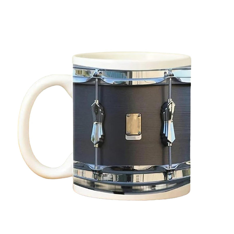 Vintage Drum Mug, 11oz. Black & White, Funny Ceramic Mug. Ideal Cool Gift for Drummers and Musicians.