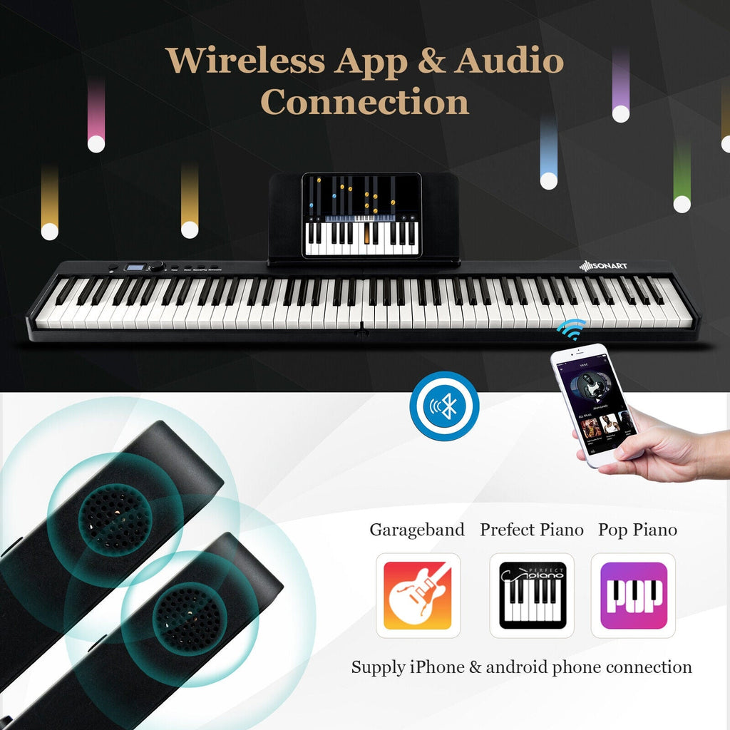 88-Key Folding Electric Lighted Piano Full-Size Portable Keyboard MIDI