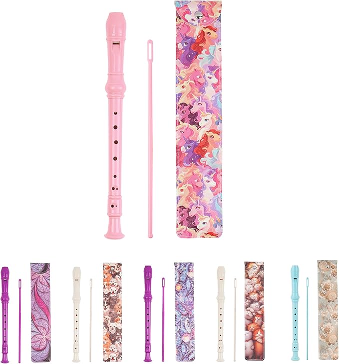 Recorder Instrument for Beginner Kids Adults,8-Hole Soprano Descant Recorder Music Flute with with Cleaning Rod & Leather Case For School Student Home Entertainment(2-Dense Unicorn)