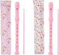 Recorder Instrument for Beginner Kids Adults,8-Hole Soprano Descant Recorder Music Flute with with Cleaning Rod & Leather Case For School Student Home Entertainment(4-Pink Unicorn Flamingo)