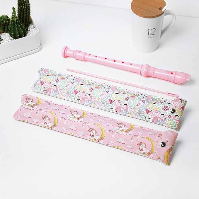 Recorder Instrument for Beginner Kids Adults,8-Hole Soprano Descant Recorder Music Flute with with Cleaning Rod & Leather Case For School Student Home Entertainment(4-Pink Unicorn Flamingo)