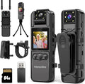 Body Camera with 1.4” Screen Audio and Auto Video Night Vision 1080P FHD Mini Police Wearable Body Worn Cam Portable Small Personal Camcorder Sport Action Outdoor Video Recorder (64GB)