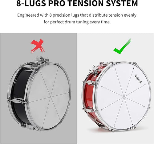 Snare Drum Set, 14" x 5.5" Marching Snare Drum with Stand & Storage Padded Bag + Silent Mute Pad + Drums Sticks + Drumstick Holder + Drums Key + Damper Gels for Adults Kids Beginners (Red)