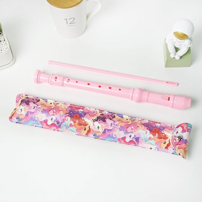 Recorder Instrument for Beginner Kids Adults,8-Hole Soprano Descant Recorder Music Flute with with Cleaning Rod & Leather Case For School Student Home Entertainment(2-Dense Unicorn)