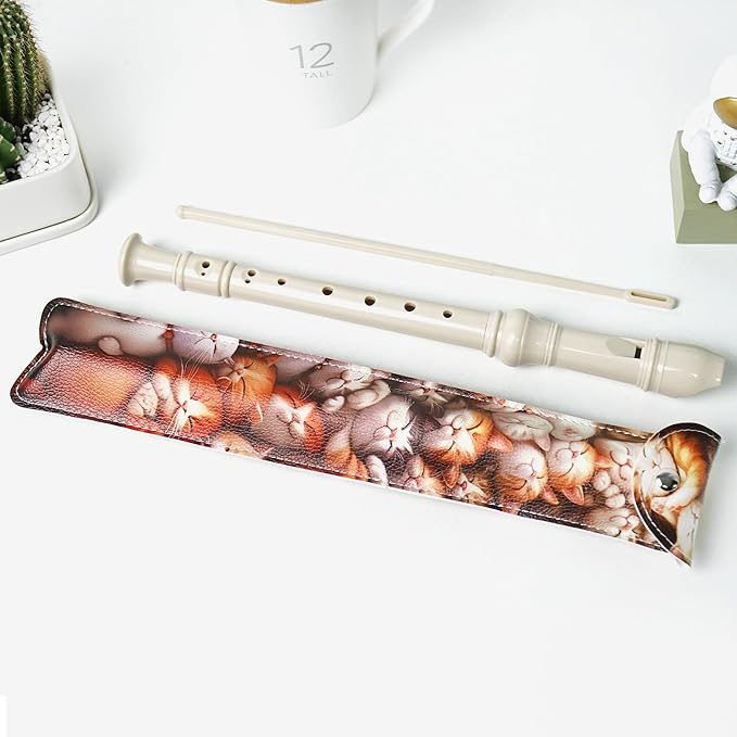 Recorder Instrument for Beginner Kids Adults,8-Hole Soprano Descant Recorder Music Flute with with Cleaning Rod & Leather Case For School Student Home Entertainment(2-Dense Cat)