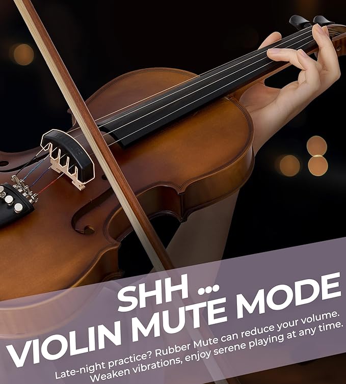 Vangoa Violin 4/4 Full Set Size, Fiddle Solid Spruce Wood Tiger Pattern for Professional Advanced Intermediate Beginners Adults Student Starter Acoustic Violins Kit Outfit Ebony Fittings, Hard Case