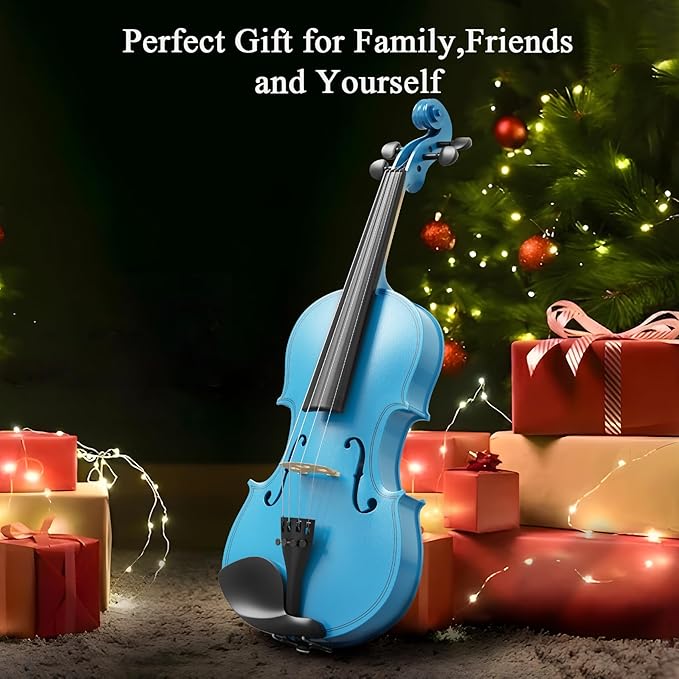 Beginner Violin 4/4, Full Size Violin for Adults, Teens, Student, Acoustic Fiddle Kit with Hard Case, Bow, Rosin, Bridge, Learners Age 12+ (Sky Blue)