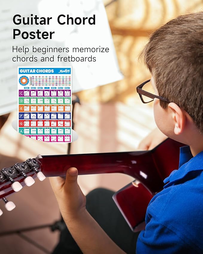 Moukey 38" Acoustic Guitar for Beginners Kids Youth Adult Cutaway Guitarra Acustica Kit with Chord Poster, Gig Bag, Tuner, Picks, Nylon Strings, Capo, Strap - Natural