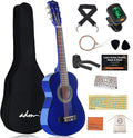 ADM Beginner Acoustic Classical Guitar 30 Inch Nylon Strings Wooden Guitar Bundle Kit for Kid Boy Girl Student Youth Guitarra Online Lessons with Gig Bag, Strap, Tuner, Extra Strings, Picks,Blue