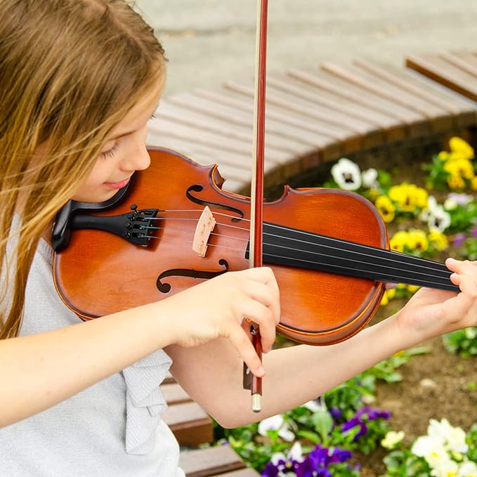 Vangoa 3/4 Violin Beginner Acoustic Violin Fiddle Three Quarters Starter Set for Students with Violin Case, Rosin, Shoulder Rest, Tuner, Strings, Violin Bow, Fingerboard Sticker, Mute, Natural