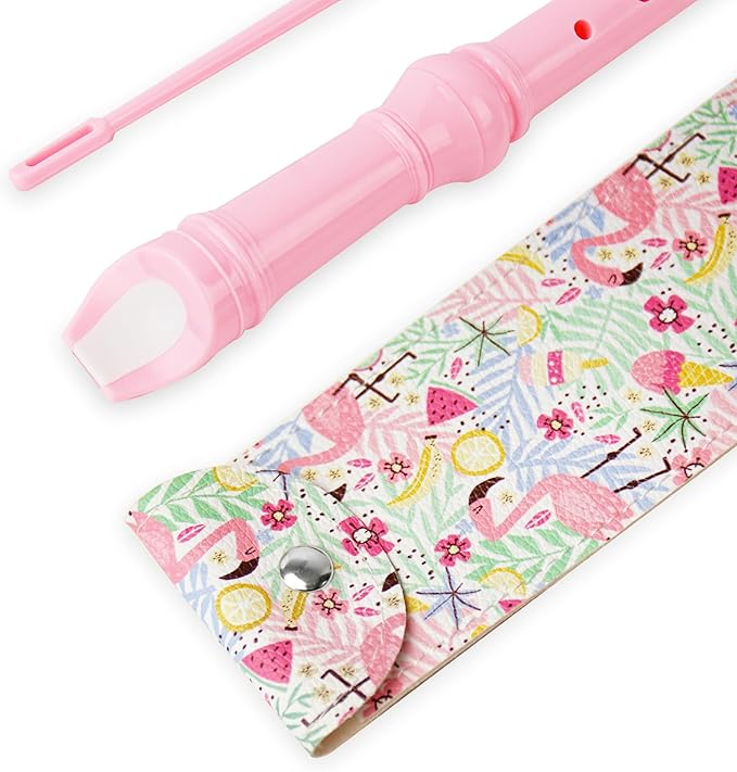 Recorder Instrument for Beginner Kids Adults,8-Hole Soprano Descant Recorder Music Flute with with Cleaning Rod & Leather Case For School Student Home Entertainment(4-Pink Unicorn Flamingo)