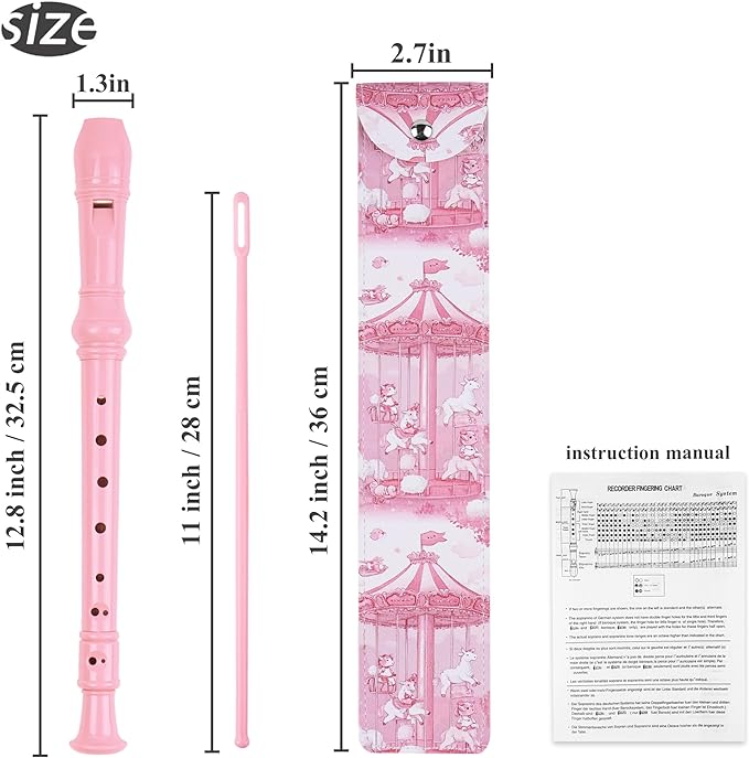 Recorder Instrument for Beginner Kids Adults,8-Hole Soprano Descant Recorder Music Flute with with Cleaning Rod & Leather Case For School Student Home Entertainment(2-Trojans）