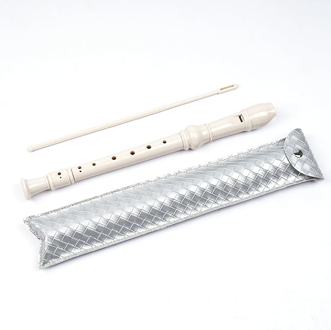 Recorder Instrument for Beginner Adults,8-Hole Soprano Descant Recorder Music Flute with with Cleaning Rod & Leather Case For Home Entertainment(2-Woven Sliver)