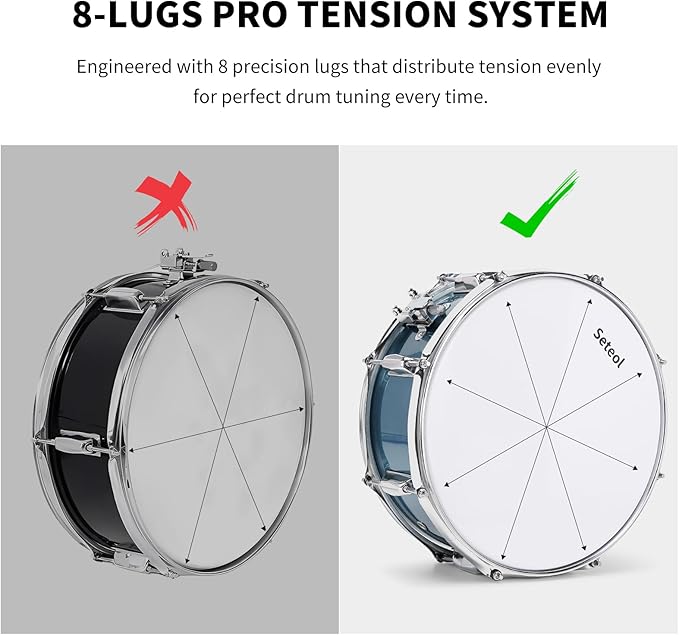 Snare Drum Kit, 14" x 5.5" Marching Snare Drum + Storage Padded Bag + Silent Mute Pad + A Pair Of 5A Drumsticks + Drums Key, Portable Drums Hardware Set for Adults Kids Student Beginners (Blue)