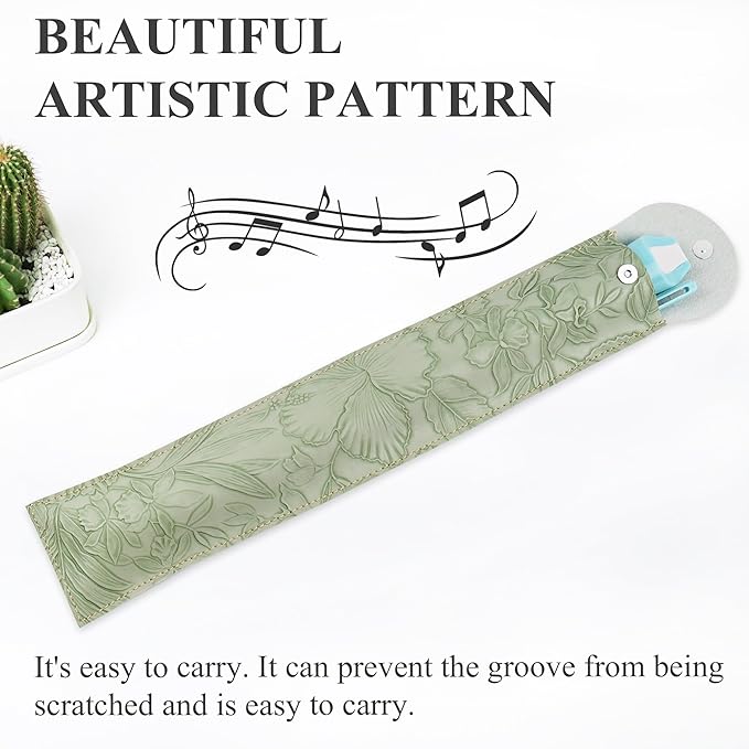 Recorder Instrument for Beginner Kids Adults,8-Hole Soprano Descant Recorder Music Flute with with Cleaning Rod & Leather Case For School Student Home Entertainment(2-Carved Light Green)