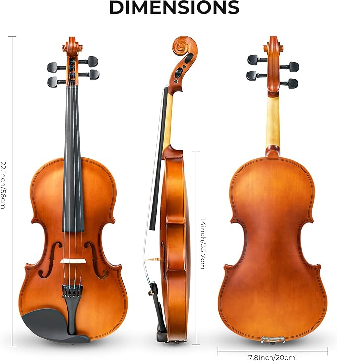Vangoa 3/4 Violin Beginner Acoustic Violin Fiddle Three Quarters Starter Set for Students with Violin Case, Rosin, Shoulder Rest, Tuner, Strings, Violin Bow, Fingerboard Sticker, Mute, Natural