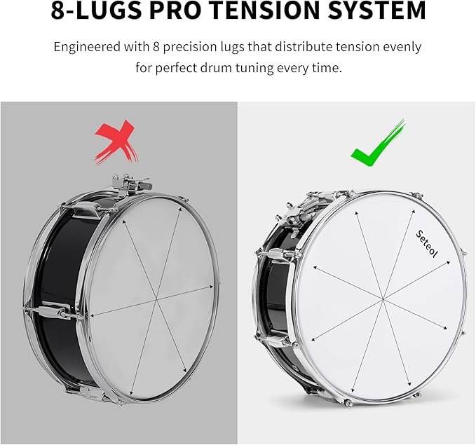 Snare Drum Set, 14" x 5.5" Marching Snare Drum with Stand & Storage Padded Bag + Silent Mute Pad + Drums Sticks + Drumstick Holder + Drums Key + Damper Gels for Adults Kids Beginners (Black)
