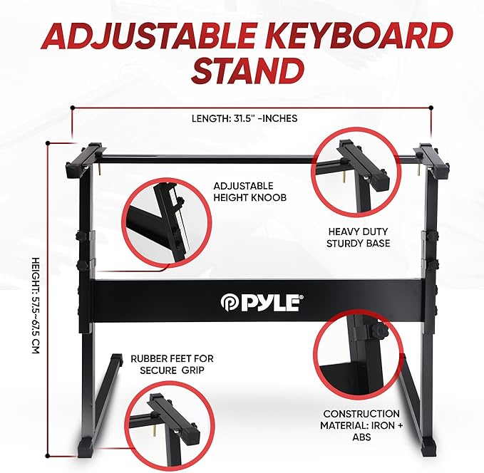 PYLE Electric Piano, Electric Keyboard Piano, Music Keyboard, 61 Keys, Bluetooth, LCD Display, Portable Design, Karaoke Function, Includes Stand, Stool, Book Rack, Headset, Perfect for Beginners