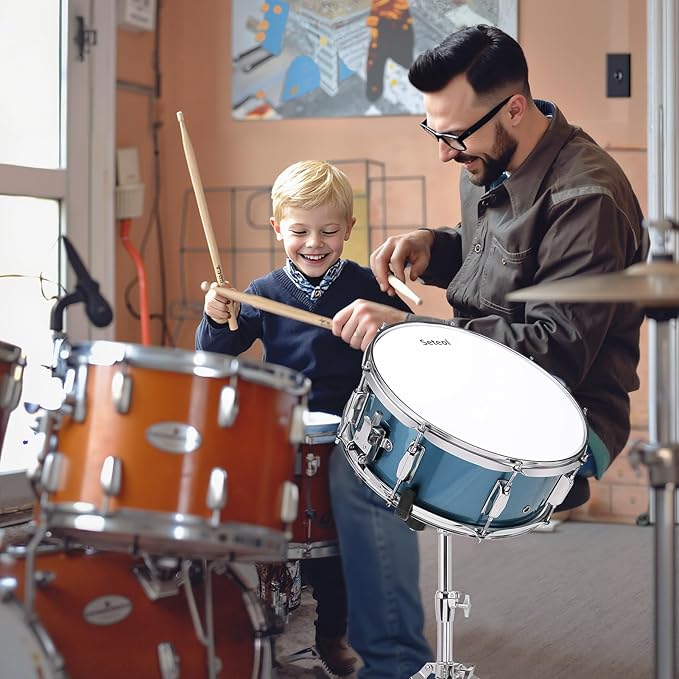 Snare Drum Kit, 14" x 5.5" Marching Snare Drum + Storage Padded Bag + Silent Mute Pad + A Pair Of 5A Drumsticks + Drums Key, Portable Drums Hardware Set for Adults Kids Student Beginners (Blue)