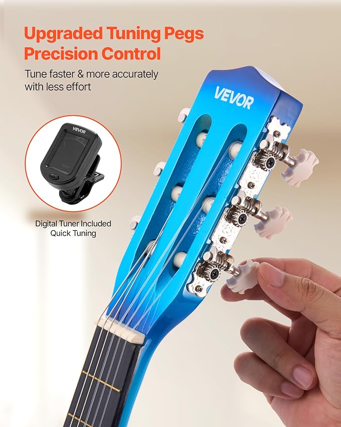 VEVOR Acoustic Guitar, Classical Guitar Starter Kit for Beginners, with Nylon Strings, Basswood Guitar, for Kids Adults Girls Boys Students