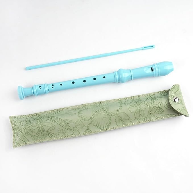 Recorder Instrument for Beginner Kids Adults,8-Hole Soprano Descant Recorder Music Flute with with Cleaning Rod & Leather Case For School Student Home Entertainment(2-Carved Light Green)
