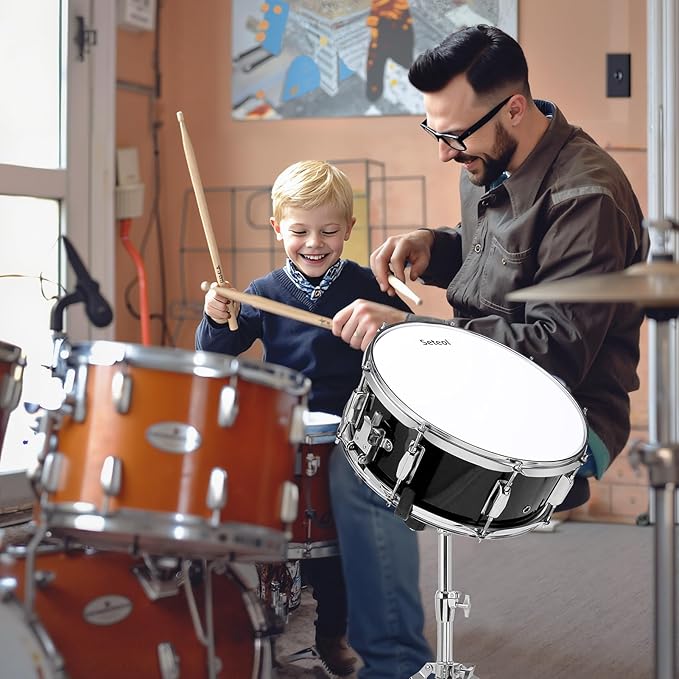 Snare Drum Kit, 14" x 5.5" Marching Snare Drum + Storage Padded Bag + Silent Mute Pad + Pair Of 5A Drumsticks + Drums Key, Portable Drums Hardware Set for Adults Kids Student Beginners (Black)