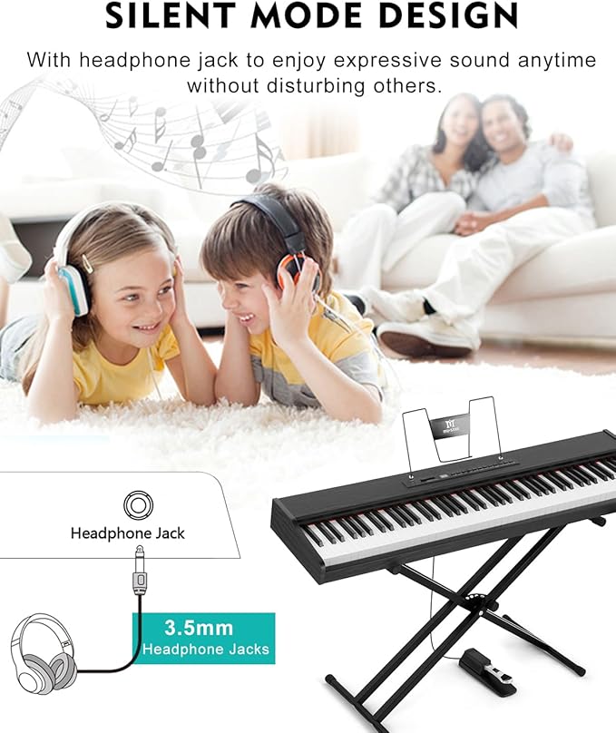 MUSTAR Digital Piano 88 Key Weighted with Stand, 88 Key Semi Weighted Keyboard Piano MEP-900, Portable Electric Piano Keyboard 88 Keys with Bluetooth Connection, Case, Sustain Pedal, MDF, Black