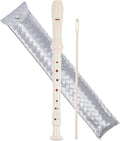 Recorder Instrument for Beginner Adults,8-Hole Soprano Descant Recorder Music Flute with with Cleaning Rod & Leather Case For Home Entertainment(2-Woven Sliver)