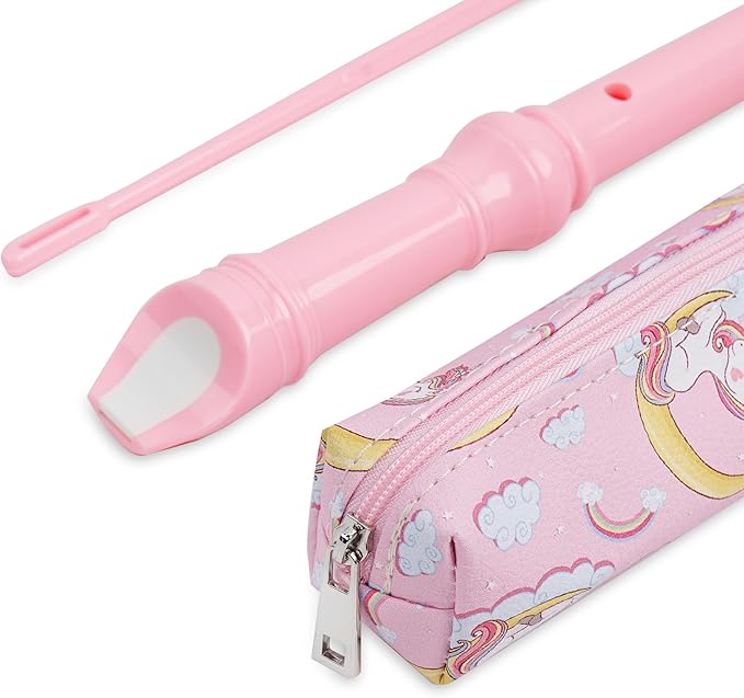 Recorder Instrument for Beginner Adults,8-Hole Soprano Descant Recorder Music Flute with Cleaning Rod & Case Bag For Home Entertainment(2-Pink Unicorn2)