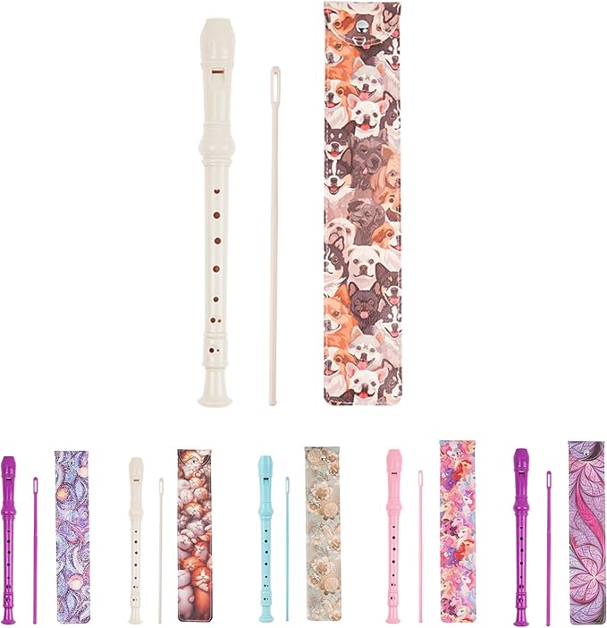 Recorder Instrument for Beginner Kids Adults,8-Hole Soprano Descant Recorder Music Flute with with Cleaning Rod & Leather Case For School Student Home Entertainment(2-Dense Dog)