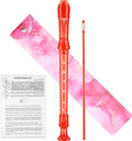 Descant Soprano Music Recorder Instrument For Kids Flute Kids Recorder With Cleaning Rod + Case Bag (Crystal red)