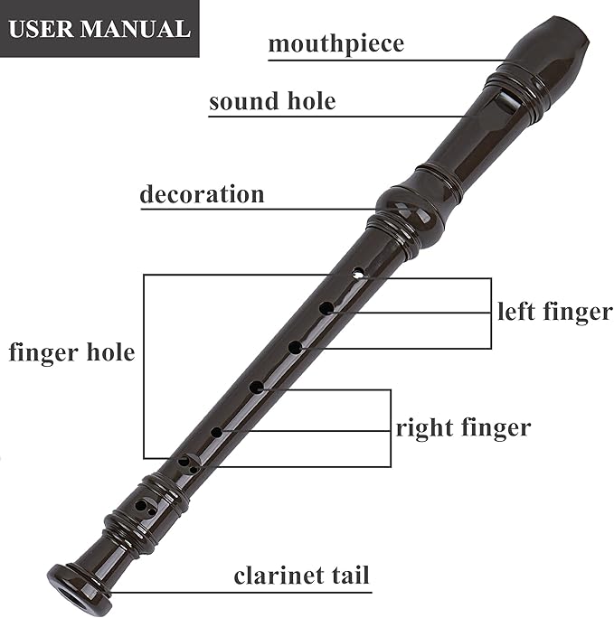 Recorder Instrument for Beginner Adults,8-Hole Soprano Descant Recorder Music Flute with Cleaning Rod & Case Bag For Home Entertainment(6-Woven Grey)